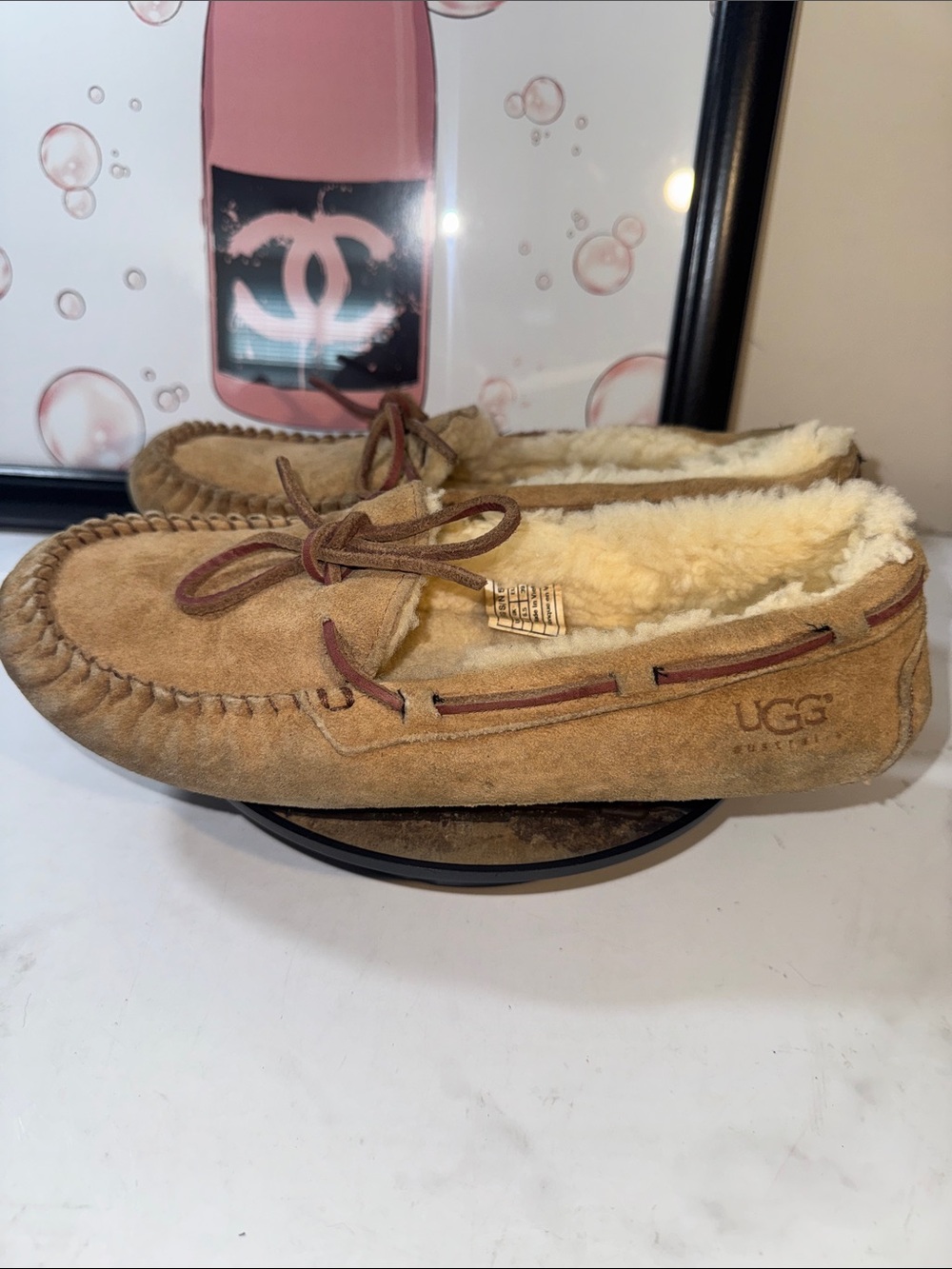 UGG Bella II Chestnut Suede Shearling Moccasin Slippers - Women’s Size 8